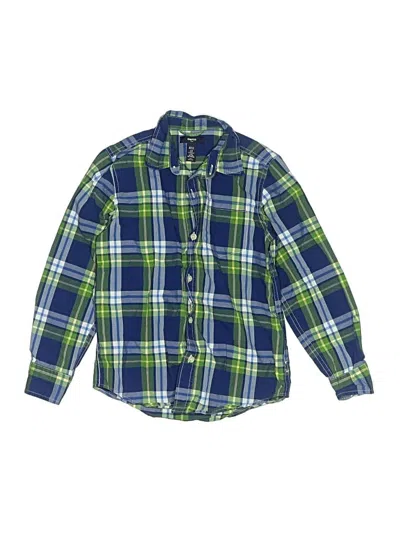 Pre-owned Gap Outlet Kids' Long Sleeve Button Down Shirt In Green