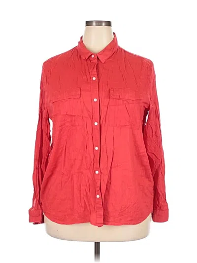 Pre-owned Gap Outlet Long Sleeve Button Down Shirt In Red