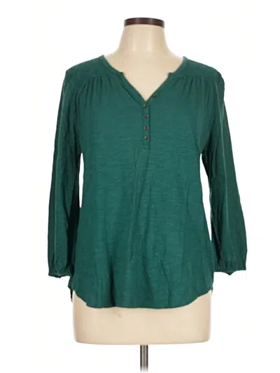 Pre-owned Gap Outlet Long Sleeve Henley Shirt In Green