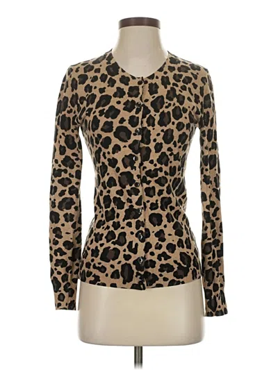 Pre-owned Gap Outlet Long Sleeve Top Brown Animal Print Pattern Sweetheart Neckline Tops