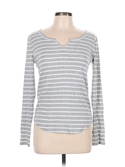Pre-owned Gap Outlet Long Sleeve Top Gray V Neck Tops