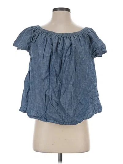 Pre-owned Gap Outlet Short Sleeve Blouse In Blue