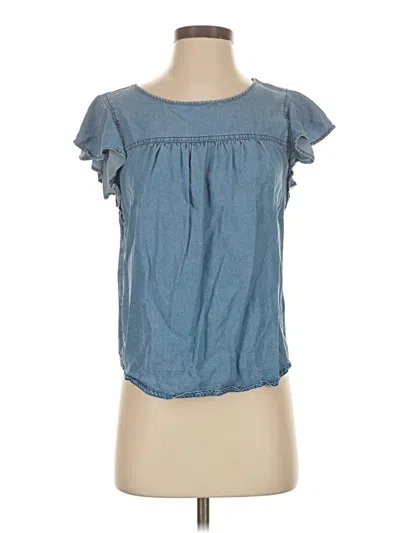 Pre-owned Gap Outlet Short Sleeve Top Blue Ruffles Neckline Tops