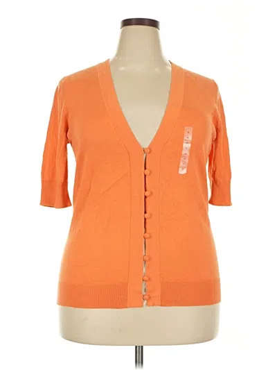 Pre-owned Gap Outlet Short Sleeve Top Orange Plunge Neckline Tops