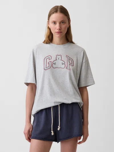 Gap Oversized Brannan Bear Logo T-shirt In Grey
