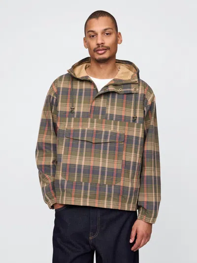 Gap Oversized Canvas Anorak Jacket In Green Plaid