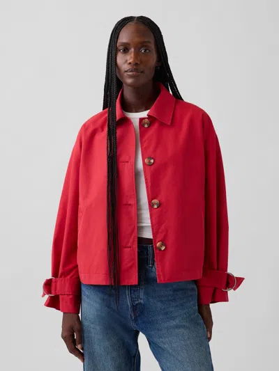 Gap Oversized Crop Trench Jacket In Chakra Red
