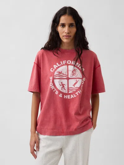 Gap Oversized Graphic T-shirt In Pink