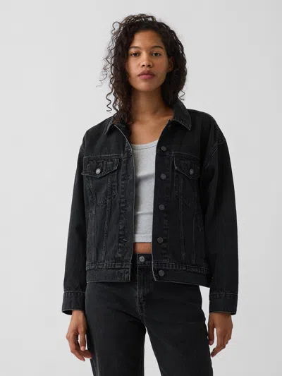 Gap Oversized Icon Denim Jacket In Black Wash