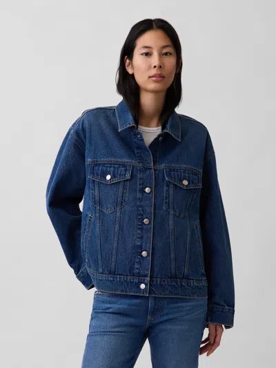 Gap Oversized Icon Denim Jacket In Blue