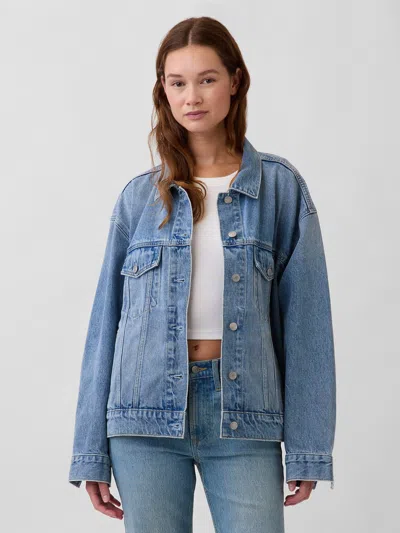 Gap Oversized Icon Denim Jacket In Blue