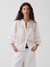 Gap Oversized Lace-trim Button-front Swing Top In White