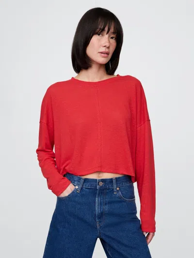 Gap Oversized Linen-blend Swing Top In Tomato Sauce Red