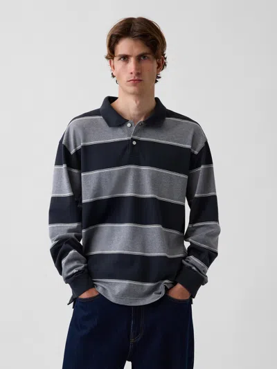 Gap Oversized Pique Polo Shirt Shirt In Grey Stripe