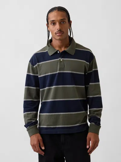 Gap Oversized Pique Polo Shirt Shirt In Navy Blue Stripe