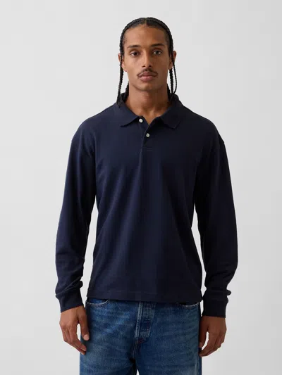 Gap Oversized Pique Polo Shirt Shirt In New Classic Navy Blue