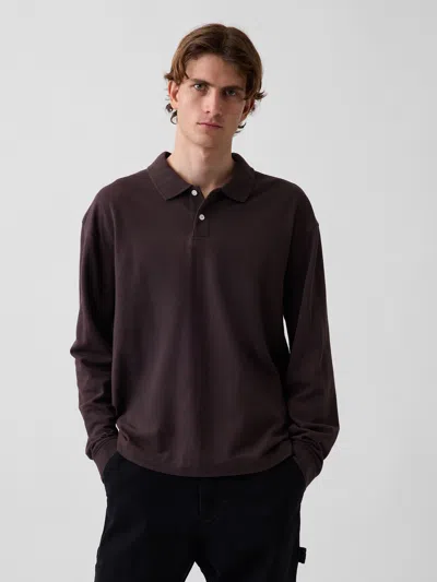 Gap Oversized Pique Polo Shirt Shirt In Terra Brown