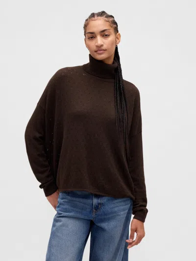 Gap Oversized Pointelle Turtleneck In Brown