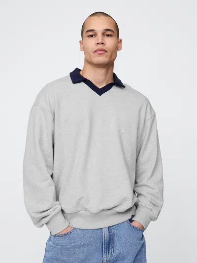 Gap Oversized Polo Shirt Sweatshirt In Grey