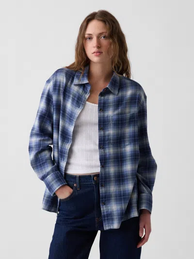 Gap Oversized Straight-hem Flannel Shirt In Blue Plaid