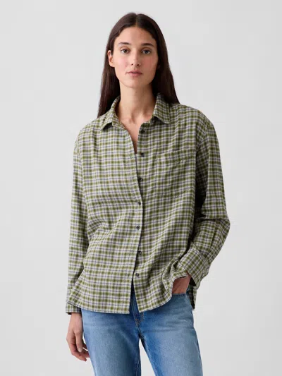Gap Oversized Straight-hem Flannel Shirt In Multi