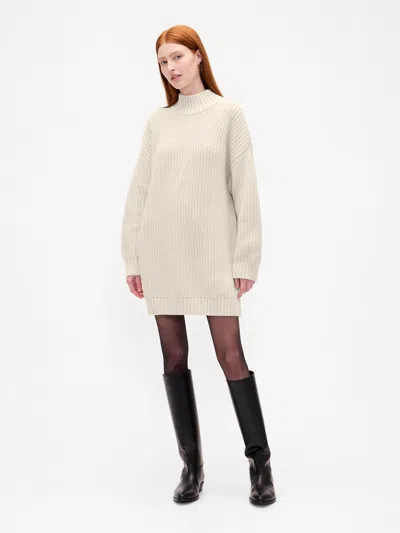 Gap Oversized Turtleneck Mini Sweater Dress In Neutral