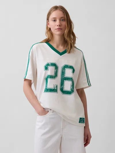 Gap Oversized Varsity Logo T-shirt In White