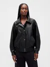 Gap Oversized Vegan Leather Jacket In Black