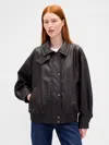 Gap Oversized Vegan Leather Jacket In Brown