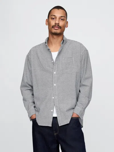 Gap Oxford Big Shirt In Black Gingham