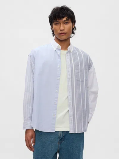 Gap Oxford Big Shirt In Blue Colorblock
