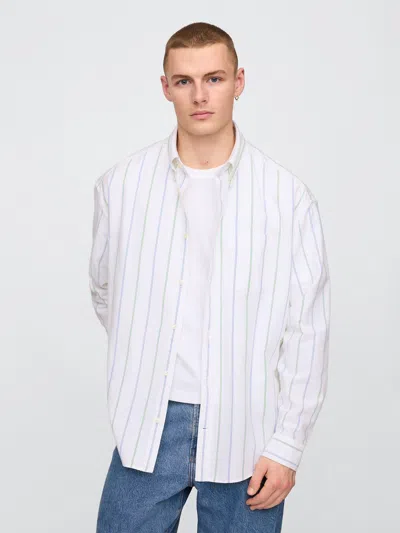 Gap Oxford Big Shirt In Optic White Stripe