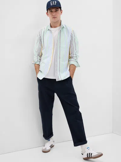 Gap Classic Oxford Shirt In Standard Fit With In-conversion Cotton In Blue Multi