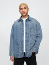 Gap Painted Denim Chore Jacket In Medium Wash