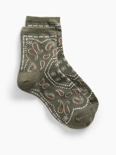 Gap Paisley Half Crew Socks In Bamboo Green