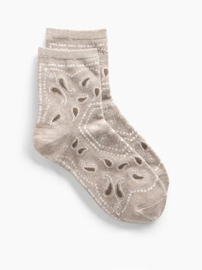 Gap Paisley Half Crew Socks In Medium Cool Brown Heather