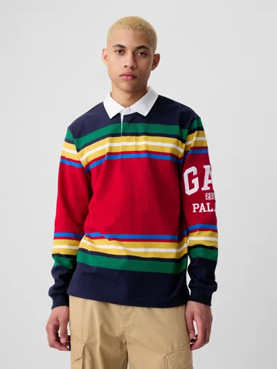 Gap Palace  Rugby Shirt In Navy Multi Stripe