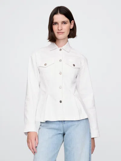 Gap Peplum Denim Jacket In Off White