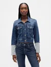Gap Pin-cuff Crop Icon Denim Jacket In Blue