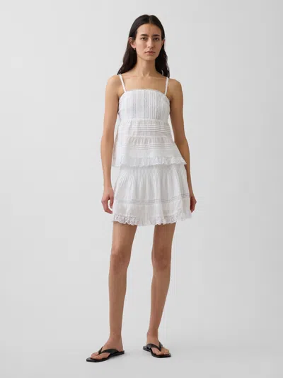 Gap Pintuck Lace-trim Easy Mini Skirt In Multi