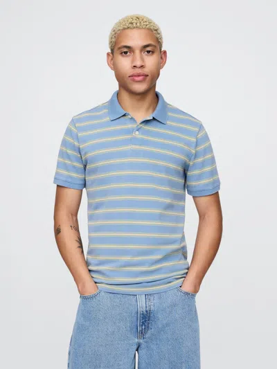 Gap Pique Polo Shirt Shirt In Blue Stripe