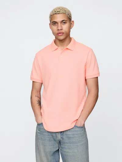 Gap Pique Polo Shirt Shirt In Neon Peach
