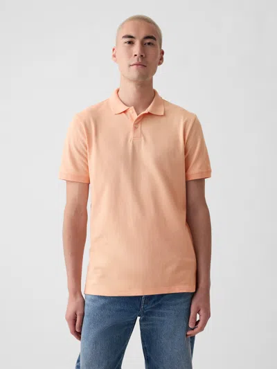 Gap Pique Polo Shirt Shirt In Peach Parfait