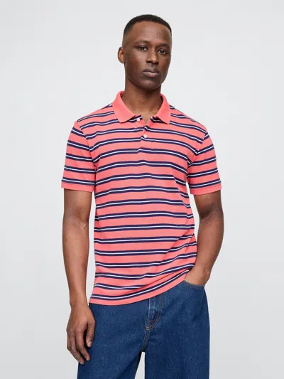 Gap Pique Polo Shirt Shirt In Red Stripes