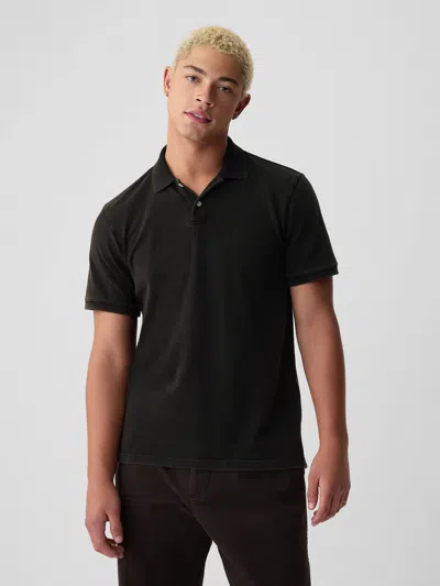 Gap Pique Polo Shirt Shirt In Washed Black