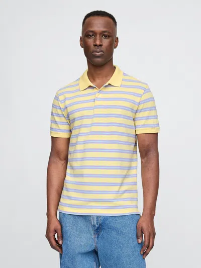 Gap Pique Polo Shirt Shirt In Yellow Stripe