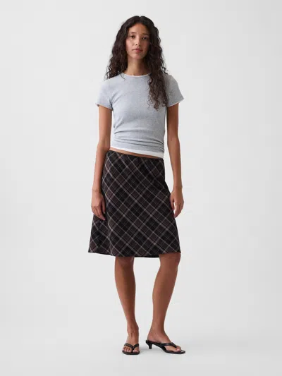 Gap Plaid Easy Knee-length Skirt In Tonal Brown Plaid