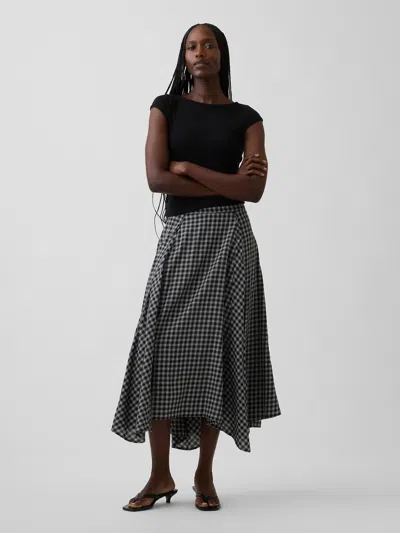 Gap Plaid Maxi Handkerchief Skirt In Black Plaid