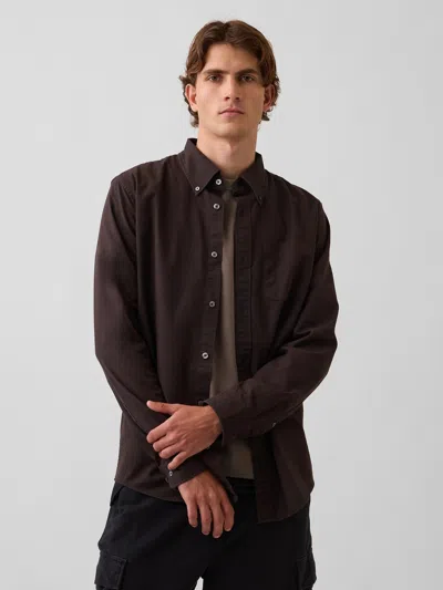 Gap Plaid Oxford Button-down Shirt In Terra Brown