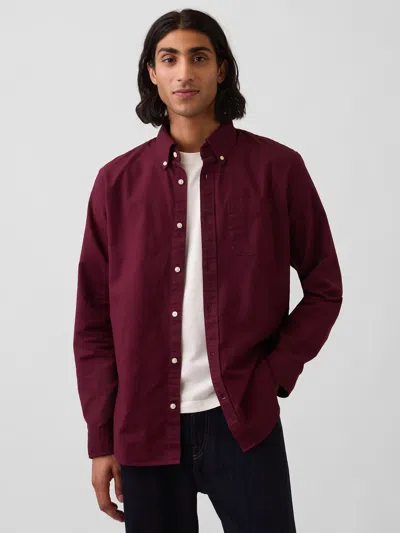 Gap Plaid Oxford Button-down Shirt In Tuscan Red